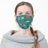 Rounded Rectangles Squares Teal Adult Cloth Face Mask (Worn)