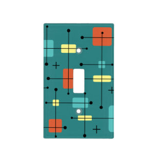 Rounded Rectangles Squares Teal Light Switch Cover