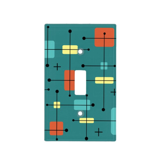 Rounded Rectangles Squares Teal Light Switch Cover (Front)