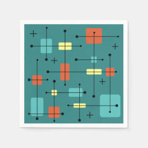 Rounded Rectangles Squares Teal Napkins