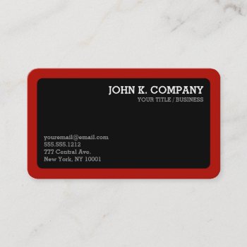 Rounded Red Border Black Minimal Professional Business Card by inkbrook at Zazzle