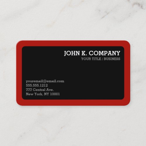 Rounded Red Border Black Minimal Professional Business Card