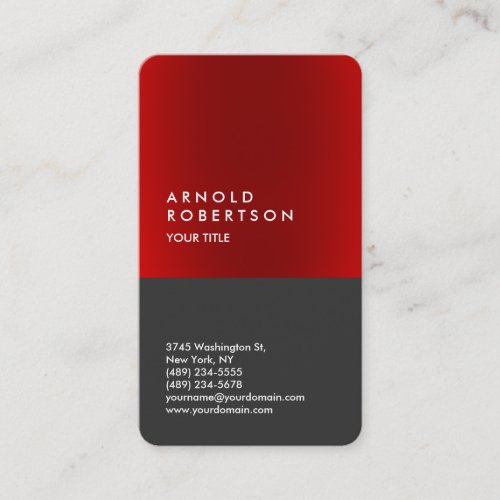 Rounded Red Stripe Gray Professional Business Card