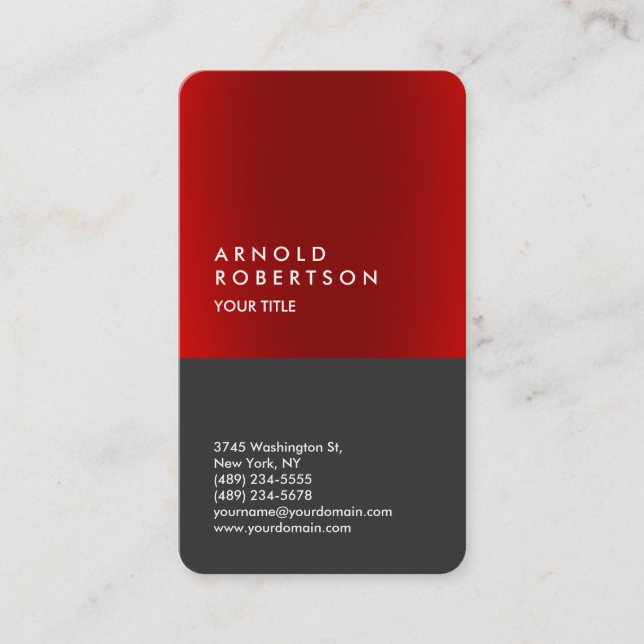Rounded Red Stripe Gray Professional Business Card (Front)