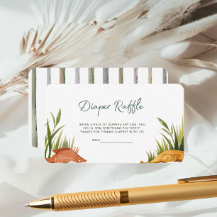 Rounded Reel Excited Fishing Diaper Raffle Enclosure Card