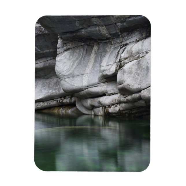 Rounded Rock Cliff by Verzasca River Magnet (Vertical)