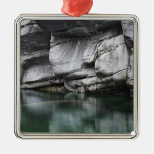 Rounded Rock Cliff by Verzasca River Metal Ornament