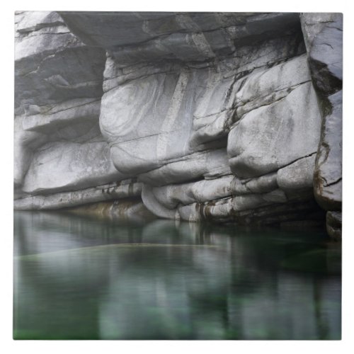 Rounded Rock Cliff by Verzasca River Tile