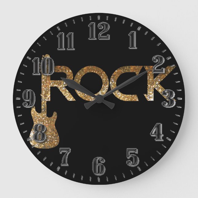 Rounded "ROCK" Wall Relogio Large Clock (Front)