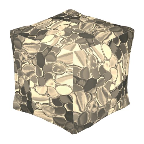 Rounded shapes in bronze color clear gold glossy outdoor pouf