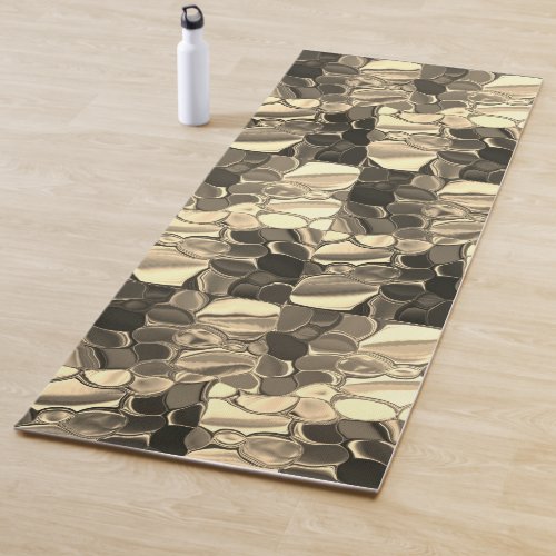 Rounded shapes in bronze color glossy light gold yoga mat