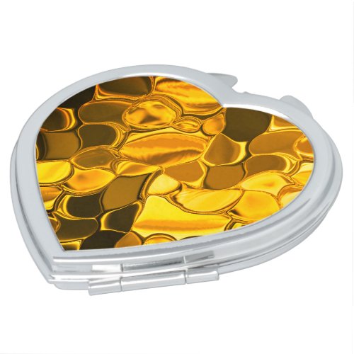 Rounded shapes in golden color glossy very gold compact mirror