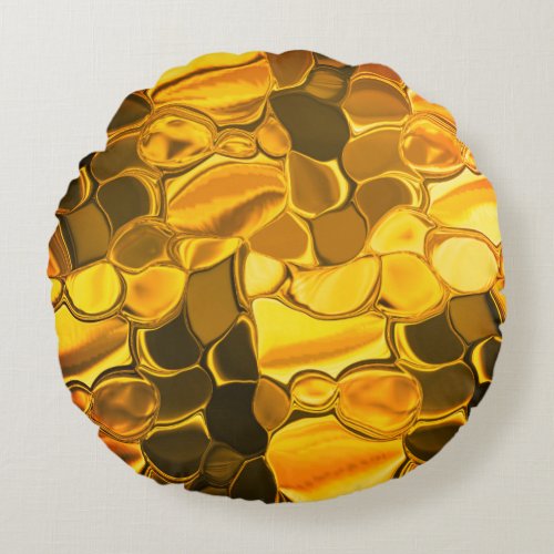 Rounded shapes in golden color glossy very gold round pillow