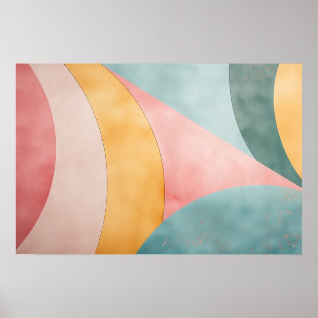 Rounded shapes in pale colors with copy space poster (Front)