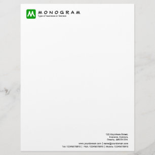 Rounded Square Monogram - Grass Green Letterhead