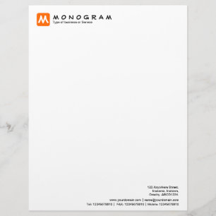Rounded Square Monogram - Orange Letterhead