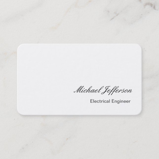 Rounded White Electrical Engineer Business Card (Front)