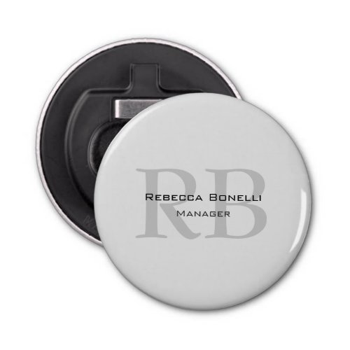 Rounded White Gray Monogram Manager Bottle Opener