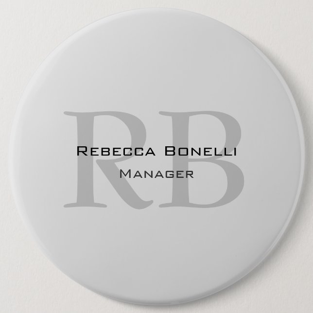 Rounded White Gray Monogram Manager Button (Front)