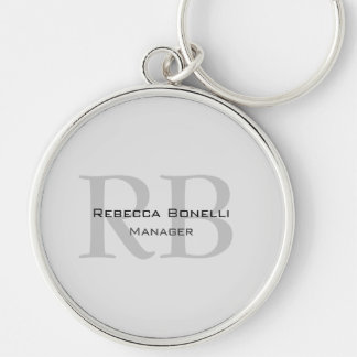 Rounded White Gray Monogram Manager Keychain