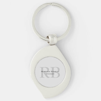 Rounded White Gray Monogram Manager Keychain