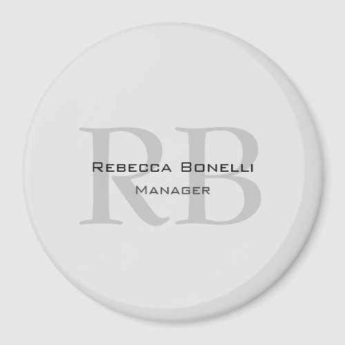 Rounded White Gray Monogram Manager Magnet