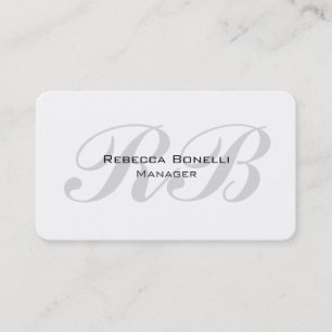 Rounded White Gray Monogram Manager Unique Business Card