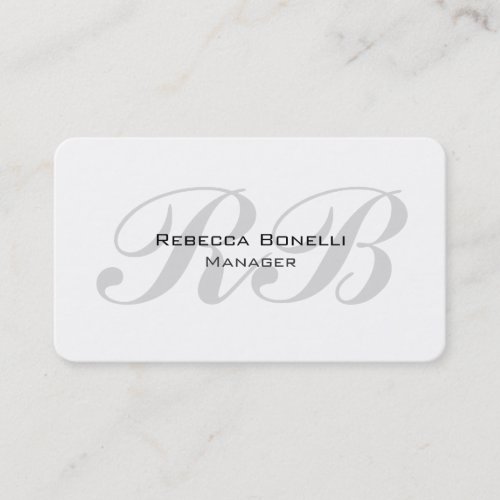 Rounded White Gray Monogram Manager Unique Business Card