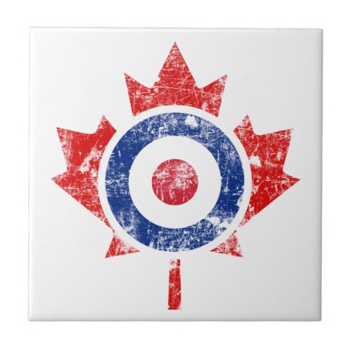 Roundel Canada Curling Hockey Target Grunge Ice Ceramic Tile