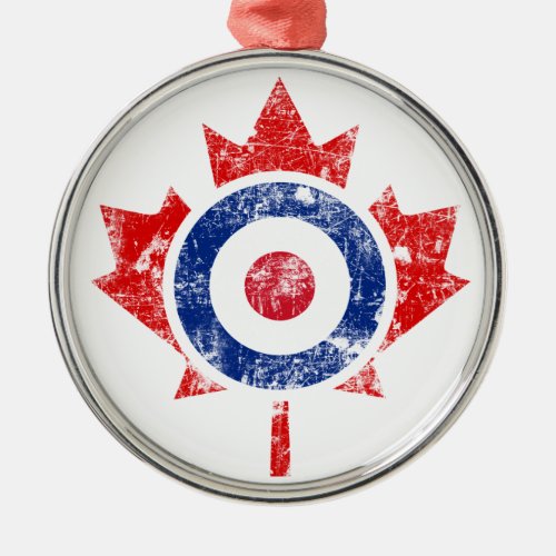 Roundel Canada Curling Hockey Target Grunge Ice Metal Ornament