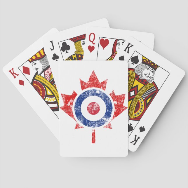 Roundel Canada Curling Hockey Target Grunge Ice Poker Cards (Back)
