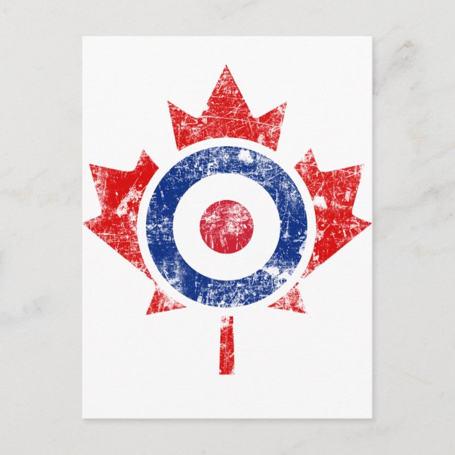 Roundel Canada Curling Hockey Target Grunge Ice Postcard (Front)