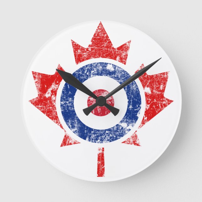 Roundel Canada Curling Hockey Target Grunge Ice Round Clock (Front)