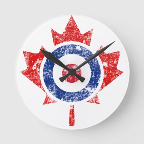Roundel Canada Curling Hockey Target Grunge Ice Round Clock