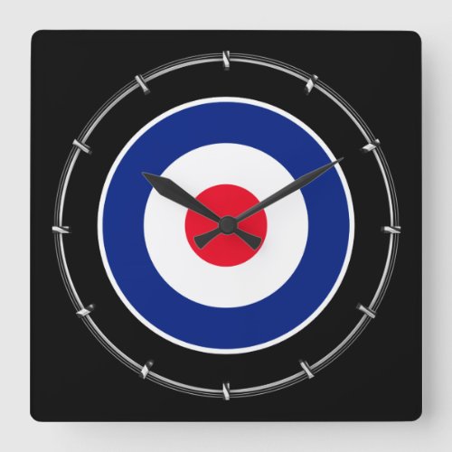 Roundel Classic Target Graphic Square Wall Clock