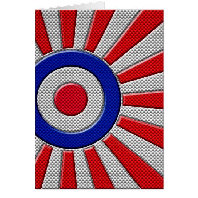 Roundel Sunburst Design Carbon Fiber Style Decor Cards (Front)