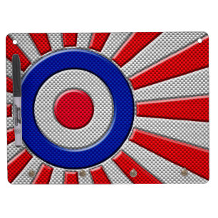 Roundel Sunburst Design Carbon Fiber Style Decor Dry Erase Board With Keychain Holder