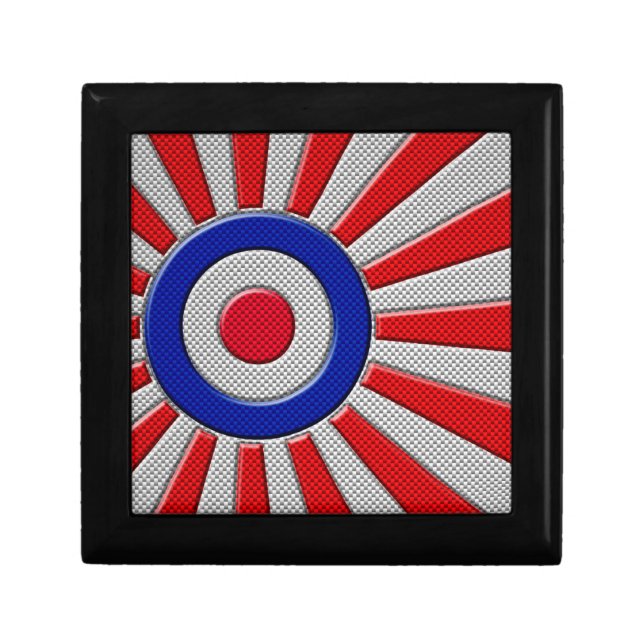 Roundel Sunburst Design Carbon Fiber Style Decor Jewelry Box (Front)
