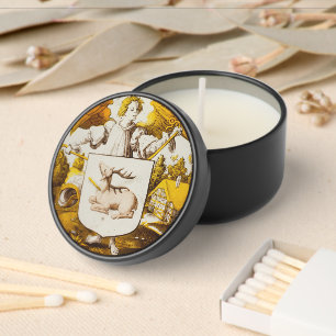 Roundel with Angel Supporting a Heraldic Shield Mini Candle Favors