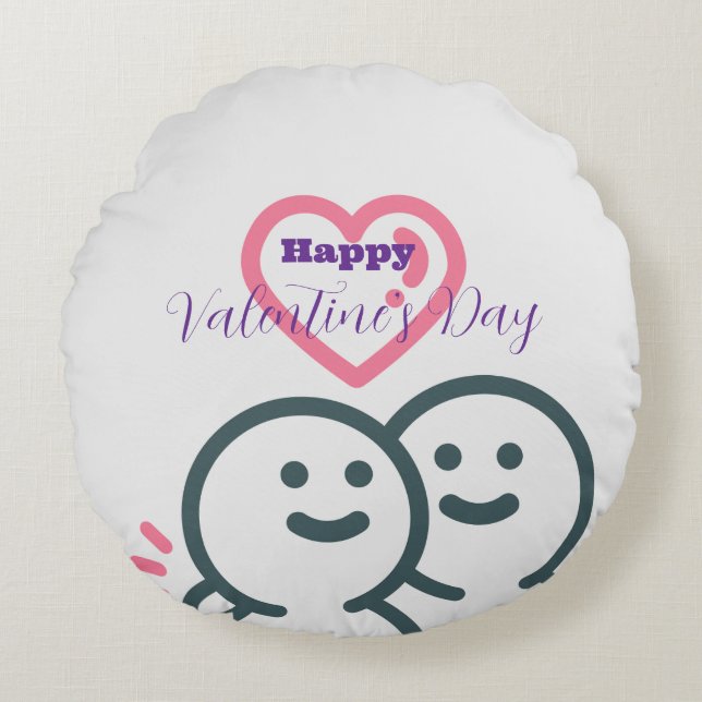 Roundhead Valentine's Day Round Pillow (Front)