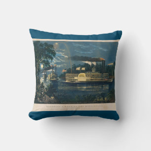 "Rounding a Bend" on the Mississippi boat pillow