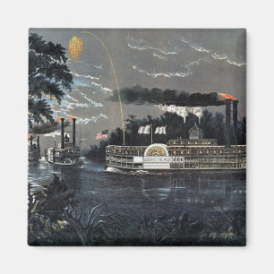 Rounding a Bend on the Mississippi Steamboat Magnet