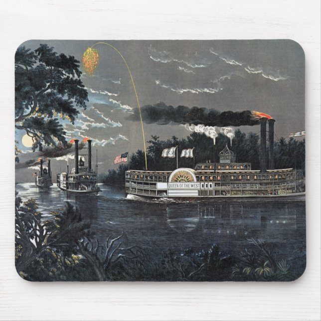 Rounding a Bend on the Mississippi Steamboat Mouse Pad (Front)