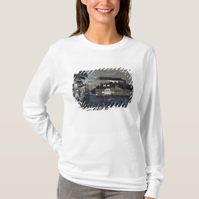 Rounding a Bend on the Mississippi Steamboat T-Shirt (Front)