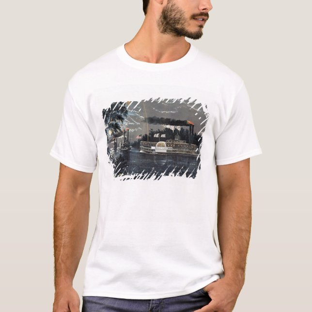 Rounding a Bend on the Mississippi Steamboat T-Shirt (Front)