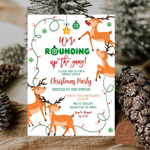 Rounding Up The Gang Reindeer Christmas Party Invitation