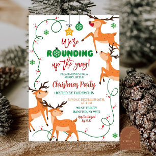 Rounding Up The Gang Reindeer Christmas Party Invitation