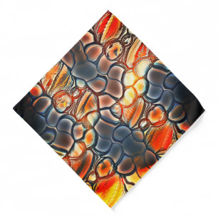 Roundish shapes in burnt cyan and ember orange bandana