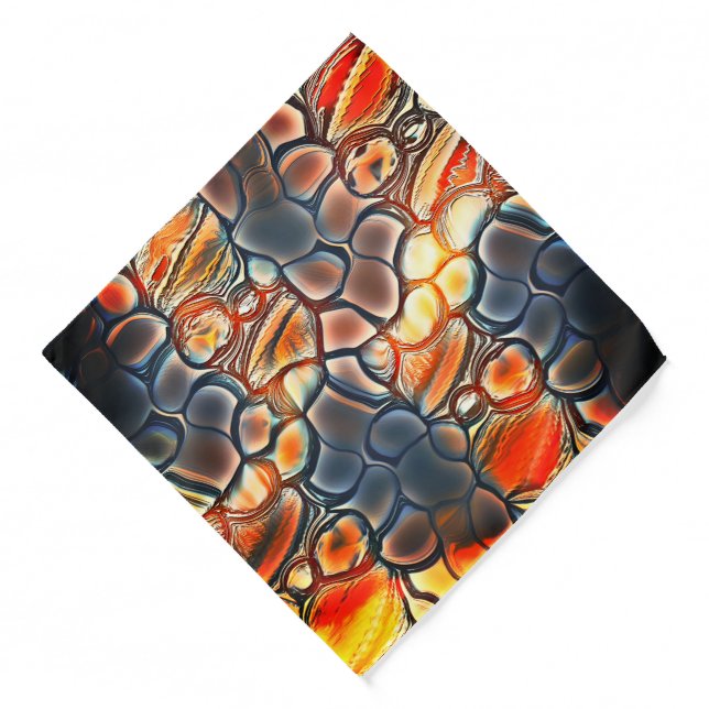 Roundish shapes in burnt cyan and ember orange     bandana (Front)