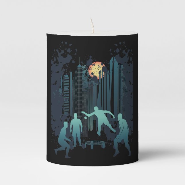 Roundnet, Urban, Lifestyle & city Pillar Candle (Front)